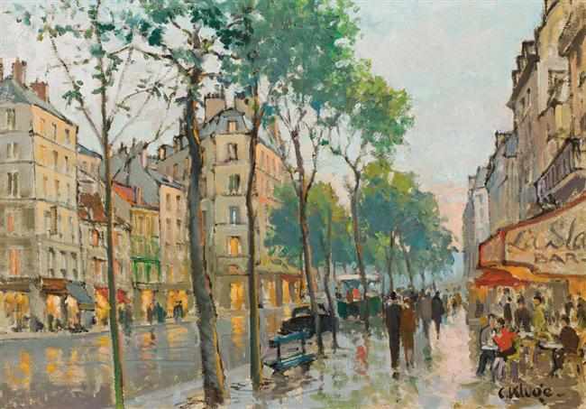 Appraisal: CONSTANTIN KLUGE French - ''L'Avenue du Maine'' oil on canvas