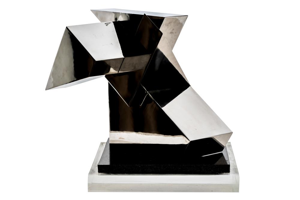 Appraisal: PAUL MORROW MOUNT - GINGLYMUS in two parts stainless steel