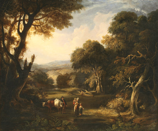 Appraisal: William Shayer British - Herdsman Family in a Forest Glade