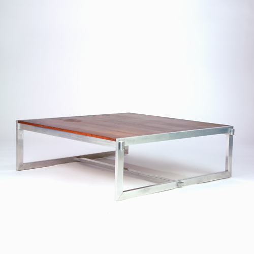 Appraisal: Modern coffee table with mortise and tenon aluminum frame and