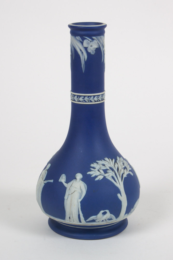 Appraisal: Wedgwood blue and white jasperware bottle vase th century classical