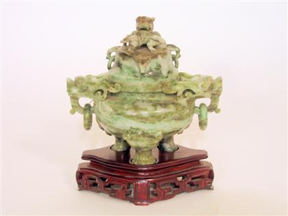 Appraisal: Chinese jadeite covered censer th century