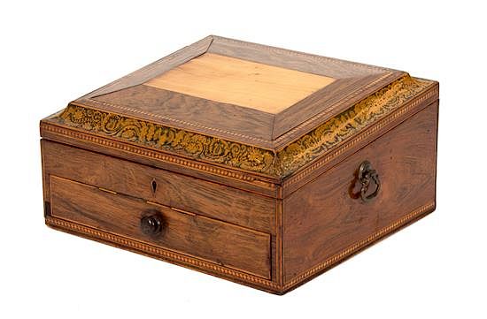 Appraisal: A Regency Inlaid Rosewood and Penwork Writing Box Height x