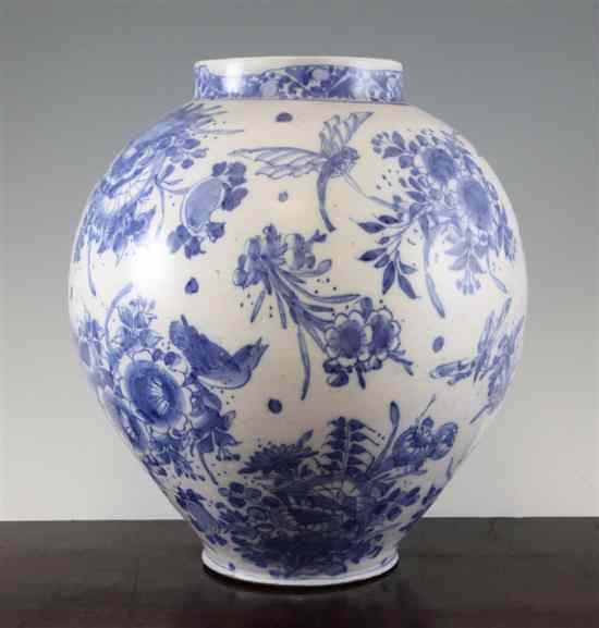 Appraisal: A large London delftware ovoid vase late th century painted