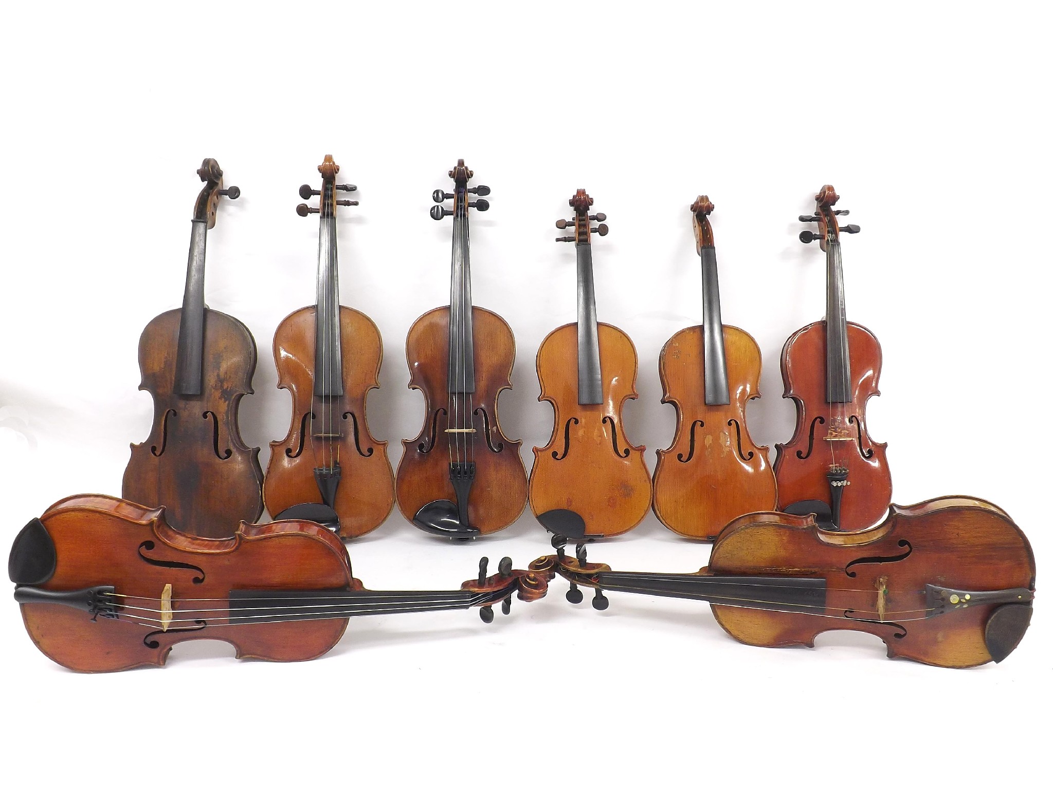 Appraisal: Five old full size violins in need of restoration also