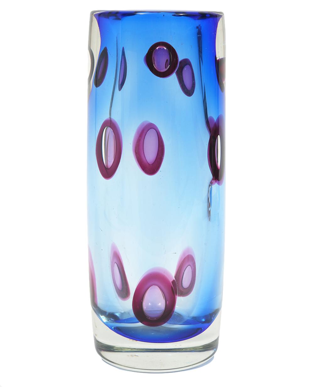 Appraisal: ATTB ANZOLO FUGA FOR MURANO AVEM COBALT CYLINDRICAL VASEAttributed to