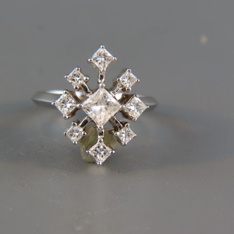 Appraisal: Diamond Ring carat square and smaller square diamonds totaling another