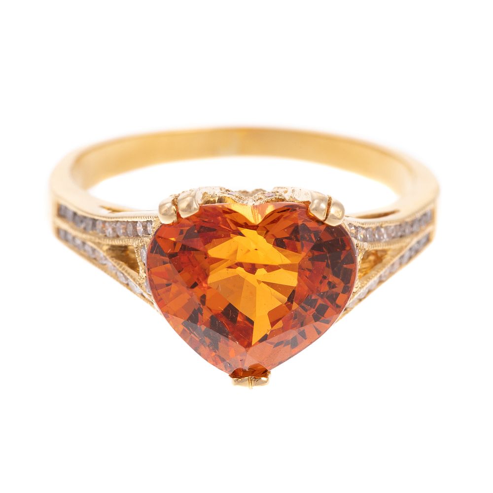 Appraisal: A Spessartite Garnet Diamond Ring in K K yellow gold