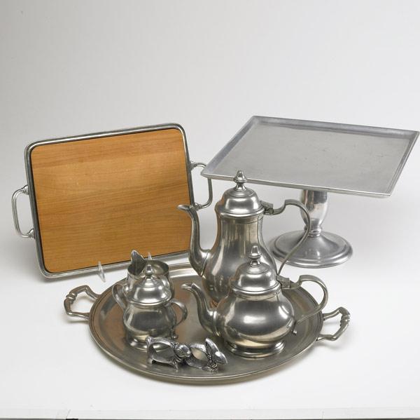 Appraisal: PEWTER LOT Nine pieces includes five piece tea and coffee