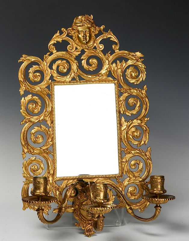 Appraisal: A PAIR FINE TH CENT GILDED BRONZE ROCOCO SCONCES Quality