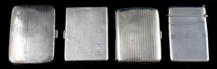 Appraisal: THREE ENGLISH SILVER CIGARETTE BOXES all Birmingham one Aldie Brothers