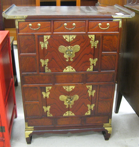 Appraisal: SMALL KOREAN BUTTERFLY CHEST th century of pear elm and