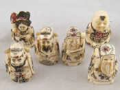 Appraisal: A mixed lot comprising six carved bone Oriental netsuke figures