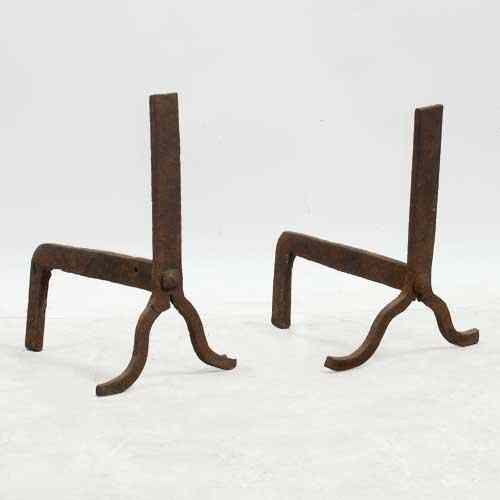 Appraisal: A Pair of Early American Hand Forged Iron Andirons th