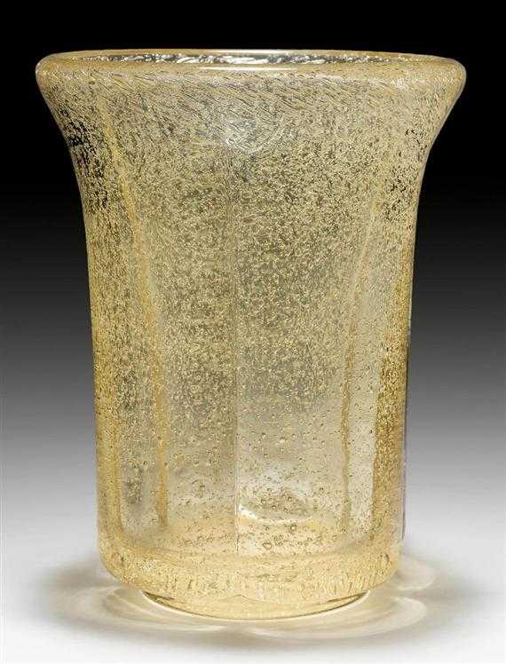 Appraisal: DAUM NANCY VASE circa Yellow glass with air bubble inclusions