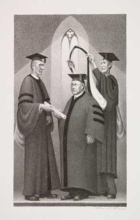 Appraisal: GRANT WOOD Honorary Degree Lithograph x mm x inches wide