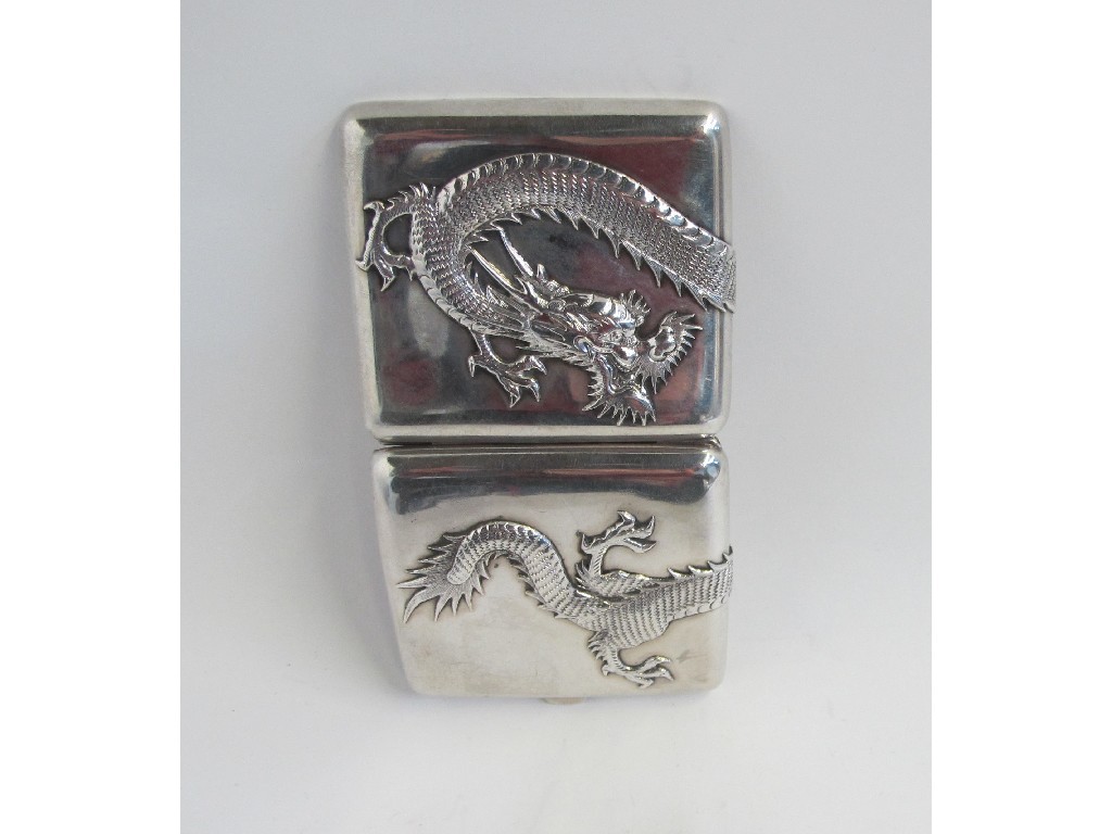 Appraisal: Chinese white metal cigarette case with embossed dragon decoration