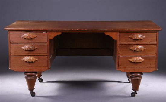 Appraisal: AMERICAN EASTLAKE PANELLED OAK WRITING DESK Circa Rectangular top with