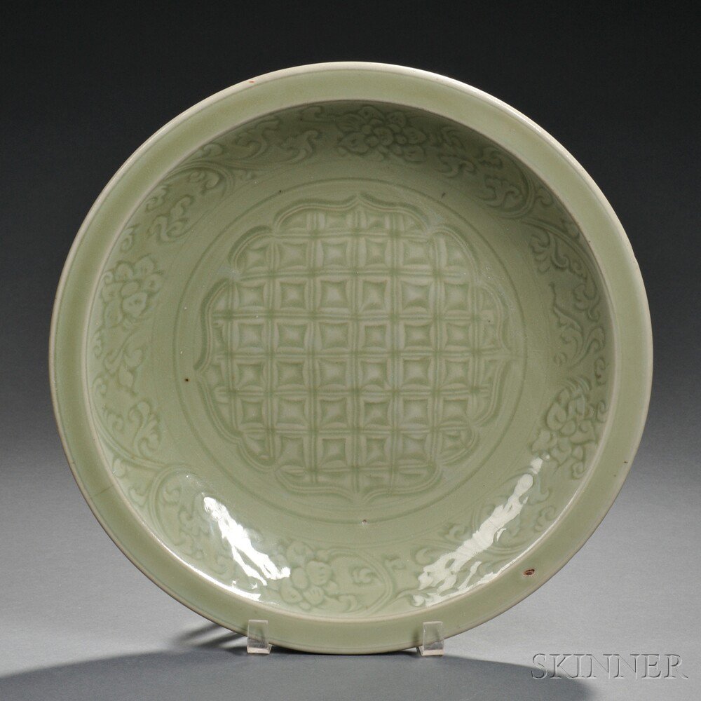 Appraisal: Large Celadon Dish China Ming Dynasty or later shallow dish