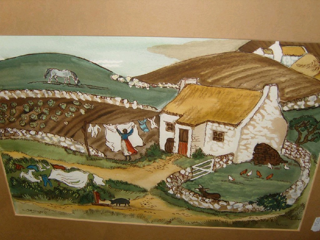 Appraisal: Four th century water colour studies of Irish style landscapes