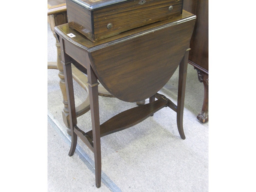 Appraisal: Mahogany and string inlaid dropleaf occasional table