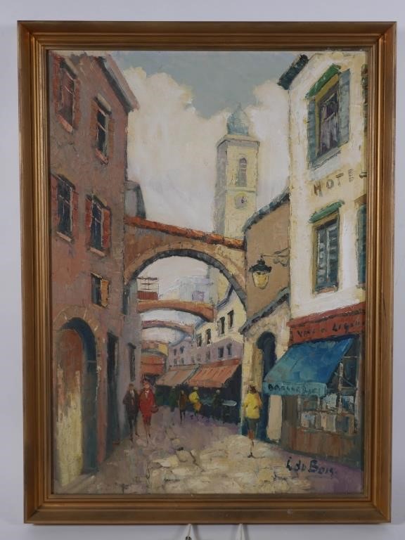 Appraisal: Parisian street scene by Francois duBois circa mid- th century