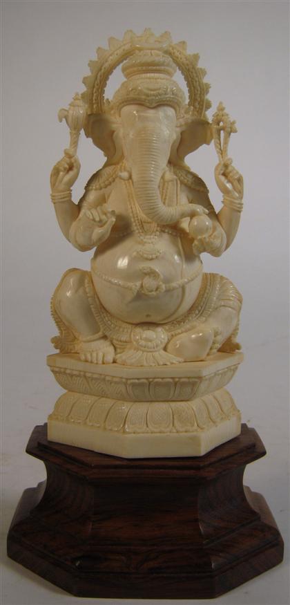 Appraisal: Indian carved elephent ivory figure of Geneshlate th century