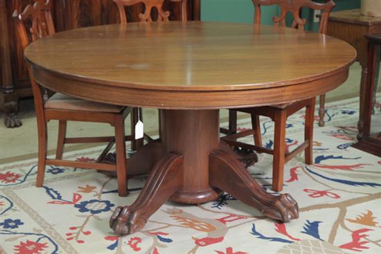 Appraisal: PEDASTAL TABLE Circular mahogany table wth circular shaft and large