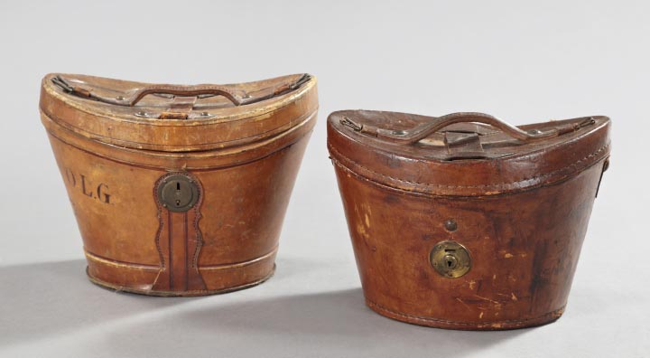 Appraisal: Group of Two Gentleman's Leather Hatboxes consisting of a good