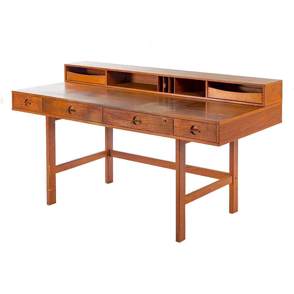 Appraisal: Peter Lovig Nielsen Danish Modern Teakwood Desk circa flat top