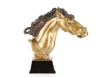 Appraisal: A Mid Century bronze head sculpture depicting a fierce horse