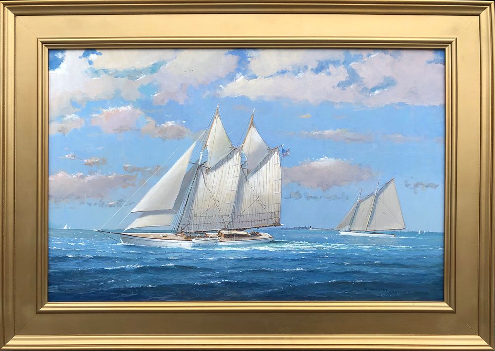 Appraisal: William Lowe Oil on Linen Sailing Off Nantucket Island William