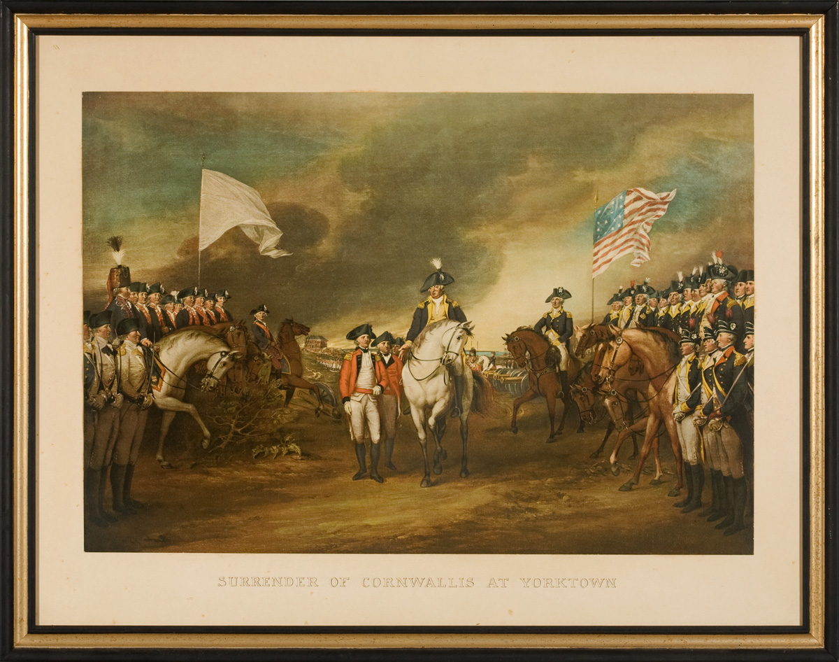 Appraisal: SURRENDER OF CORNWALLIS AT YORKTOWN A COLORED LITHOGRAPH x inches