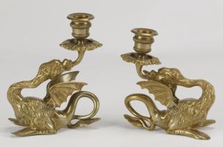 Appraisal: Early th c bronze candleholders Pair of early th century