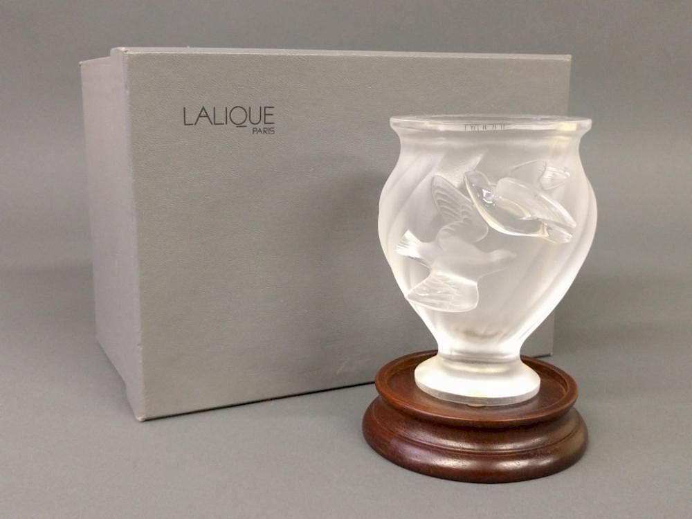 Appraisal: Signed Lalique Bird Vase Signed Lalique French bird vase with