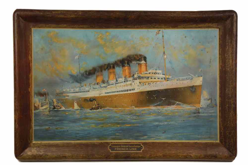 Appraisal: TIN LITHO OCEAN LINER ADVERTISEMENT - S S 'France' Departing