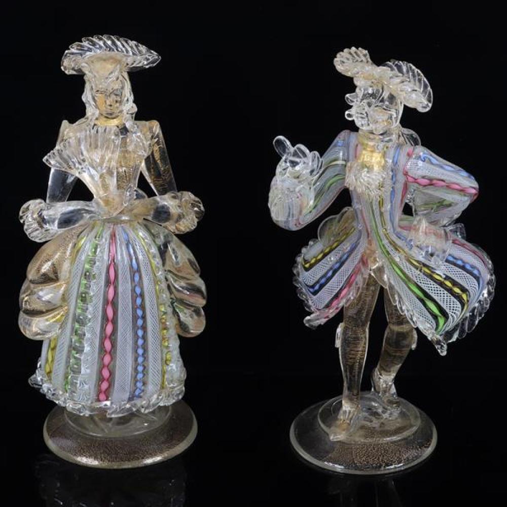 Appraisal: PAIR OF MURANO ITALIAN ART GLASS FIGURES MAN WITH HEART