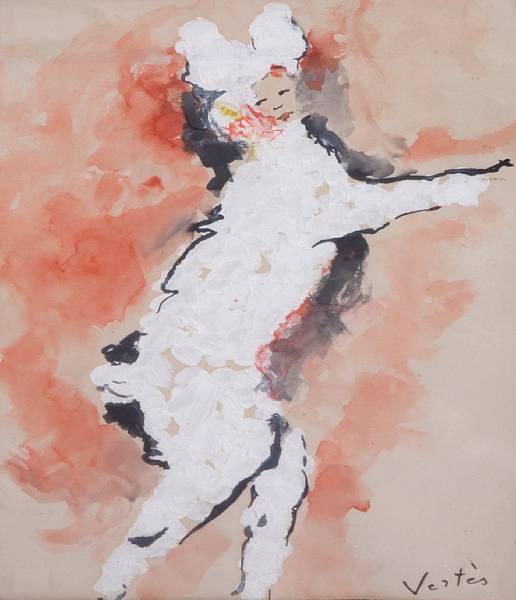 Appraisal: Marcel Vert s French - Untitled Can-Can dancer signed 'Vert