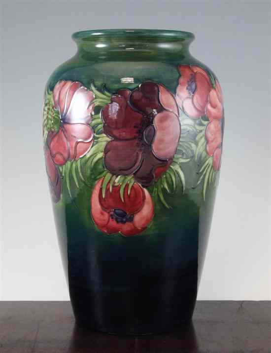 Appraisal: A Walter Moorcroft 'Anemone' pattern large ovoid vase on a