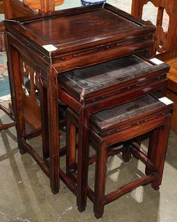 Appraisal: Chinese Nesting Tables lot of Chinese nesting tables with a