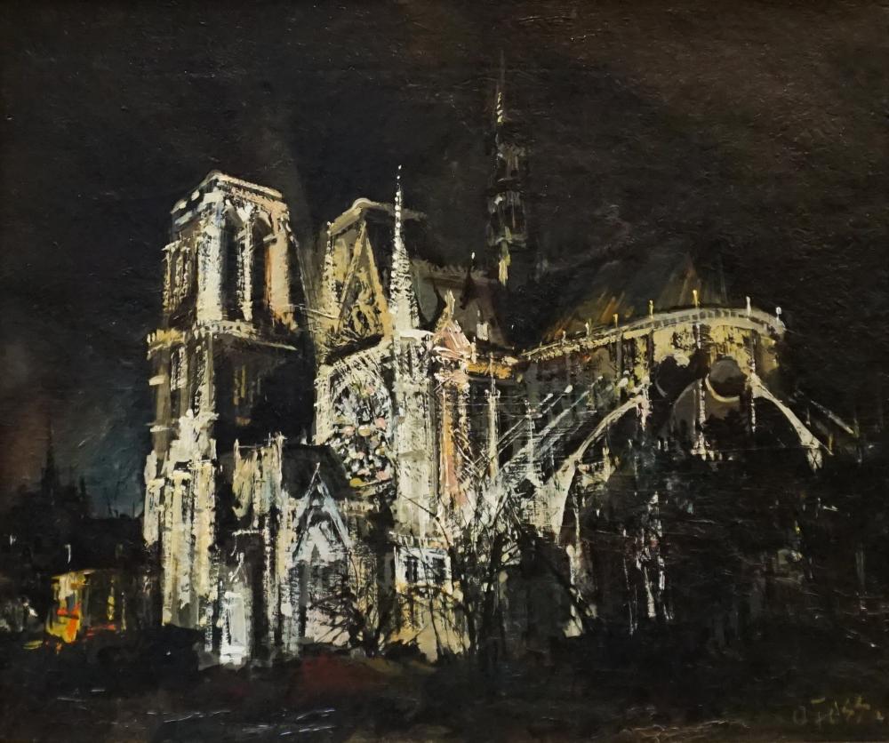 Appraisal: OLIVIER FOSS AMERICAN - VIEW OF NOTRE DAME OIL ON