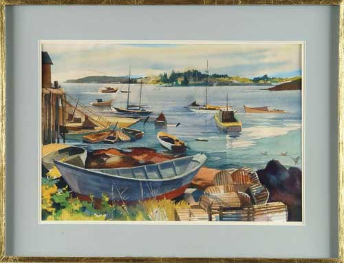 Appraisal: LAURENCE PHILIP SISSON American - MAINE HARBOR Fine watercolor shows