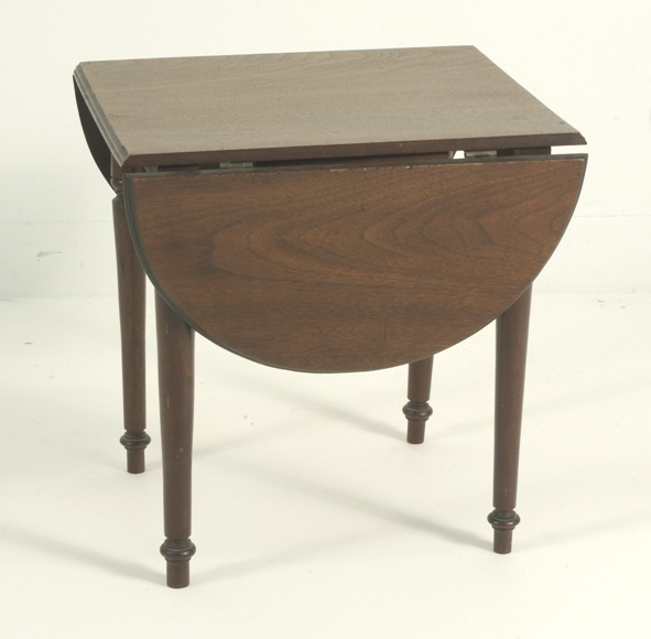 Appraisal: DOLL-SIZE DROP-LEAF TABLE American th CenturyIn walnut with turned legs