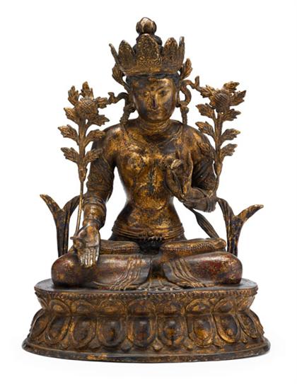 Appraisal: Large Chinese gilt and lacquered bronze Bodhisattva early th century