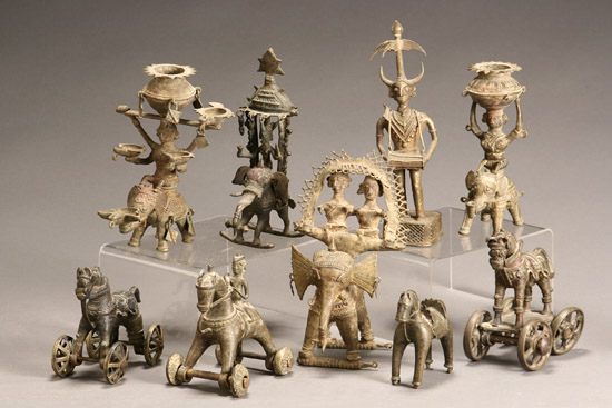 Appraisal: Group of Nine Bastar and Other Folk Bronzes th- th