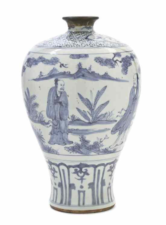 Appraisal: A Chinese Blue and White Porcelain Baluster Vase decorated with