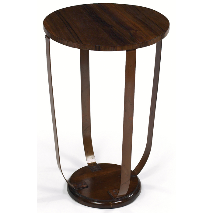 Appraisal: Donald Deskey style lamp table round veneered wood top