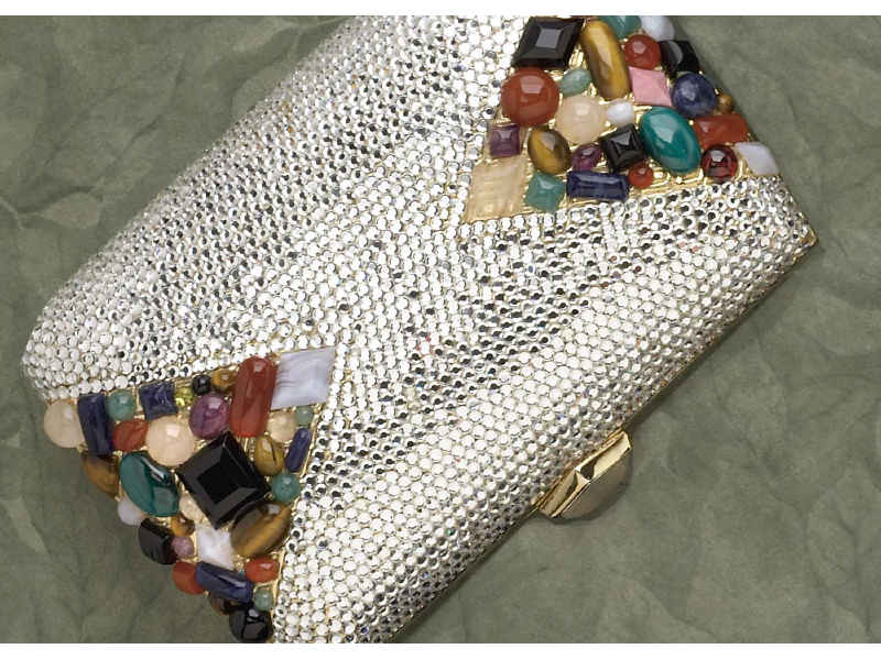 Appraisal: JUDITH LEIBER GEMSTONE BAG Evening bag with rhinestones and two