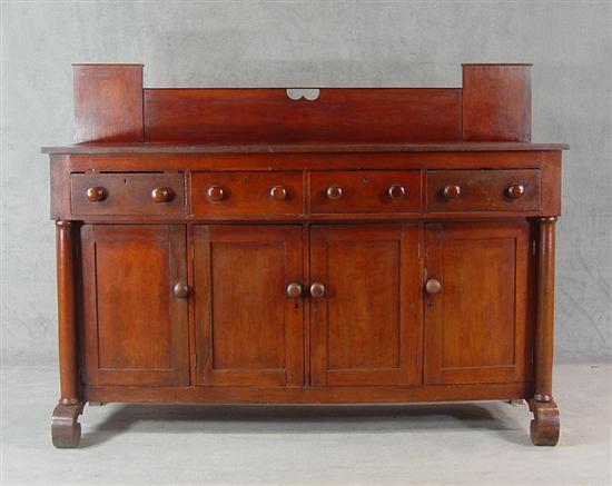 Appraisal: Cherry Walnut Country Classical Sideboard Circa Stepped scalloped backsplash above