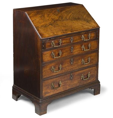 Appraisal: A small George III mahogany bureau circa the fall front